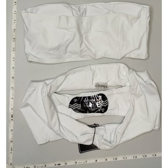 NWT ZAFUL Large Bandeau High Waist White bikini set - Picture 2 of 6